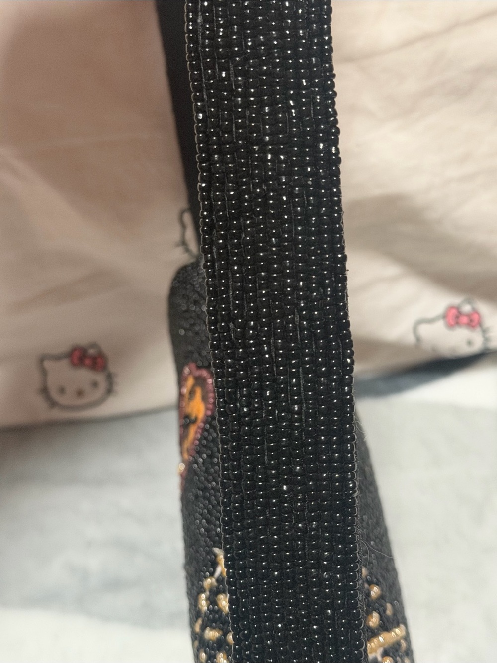 Black Beaded Halloween Dog Motif Shoulder Bag - Picture 3 of 7